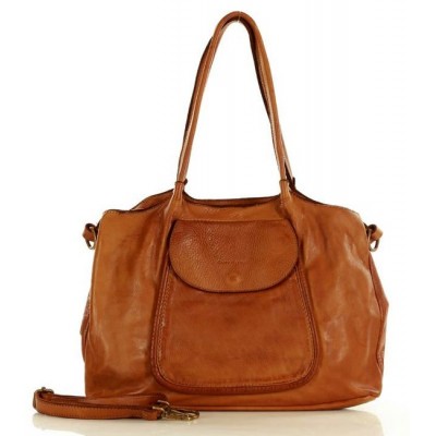 10■ Leder Schultertasche für Damen Schwarz & Beige Groß 